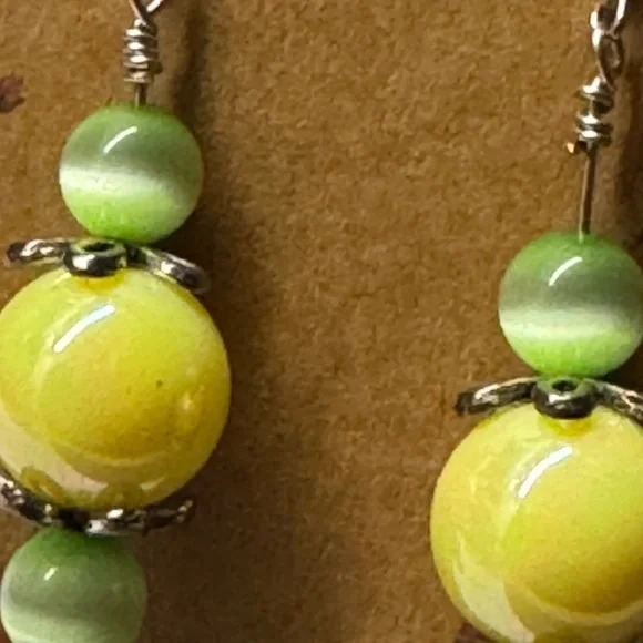 Elegant Green and Yellow Beaded Earrings 2/$22 - Picture 5 of 6